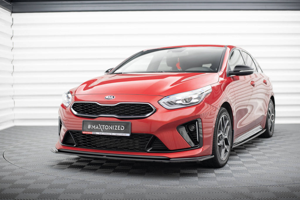 Maxton Design Street+ Spoilerlippe Front Ansatz V.3 passend für Kia Ceed GT / GT-Line Mk3 / Proceed Mk1 schwarz Hochglanz