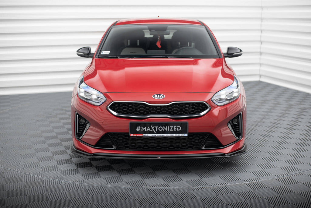 Maxton Design Street+ Spoilerlippe Front Ansatz V.2 passend für Kia Ceed GT / GT-Line Mk3 / Proceed Mk1 schwarz Hochglanz