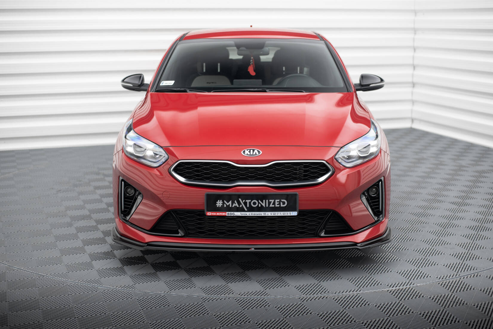 Maxton Design Street+ Spoilerlippe Front Ansatz V.2 passend für Kia Ceed GT / GT-Line Mk3 / Proceed Mk1 schwarz Hochglanz