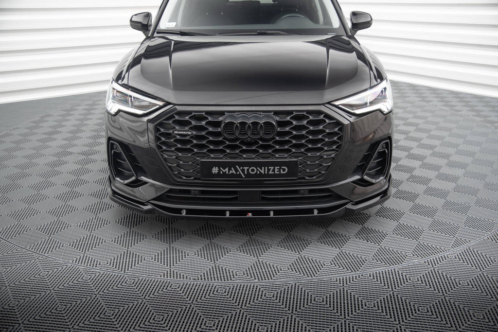 Maxton Design Street+ Spoilerlippe Front Ansatz V.2 passend für Audi Q3 Sportback F3 schwarz Hochglanz
