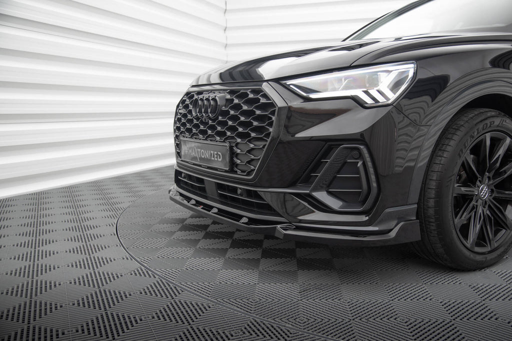 Maxton Design Street+ Spoilerlippe Front Ansatz V.2 passend für Audi Q3 Sportback F3 schwarz Hochglanz