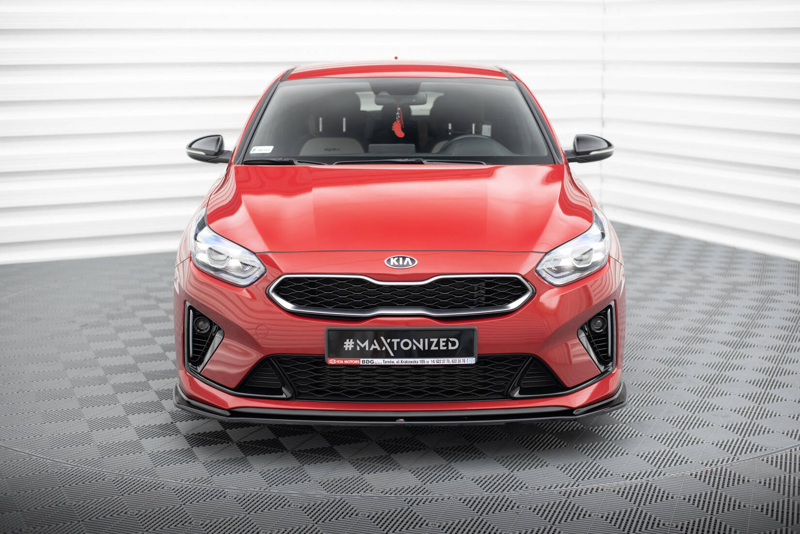 Maxton Design Street+ Spoilerlippe Front Ansatz V.3 passend für Kia Ceed GT / GT-Line Mk3 / Proceed Mk1 schwarz Hochglanz