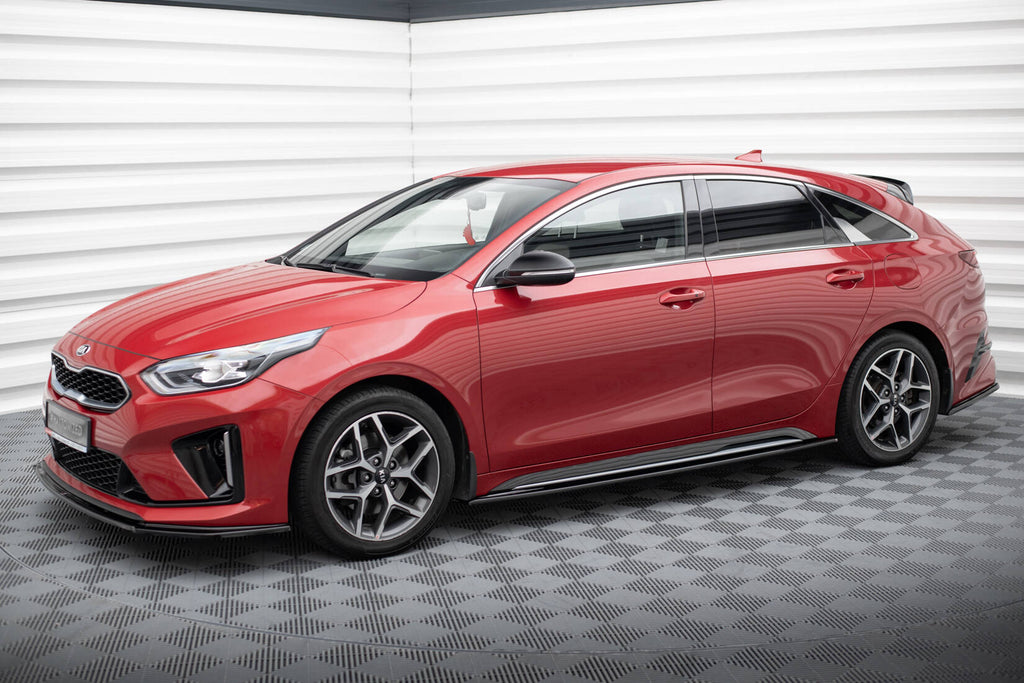 Maxton Design Street+ Seitenschweller Leisten passend für Kia Ceed GT / GT-Line Mk3 / Proceed Mk1 schwarz Hochglanz