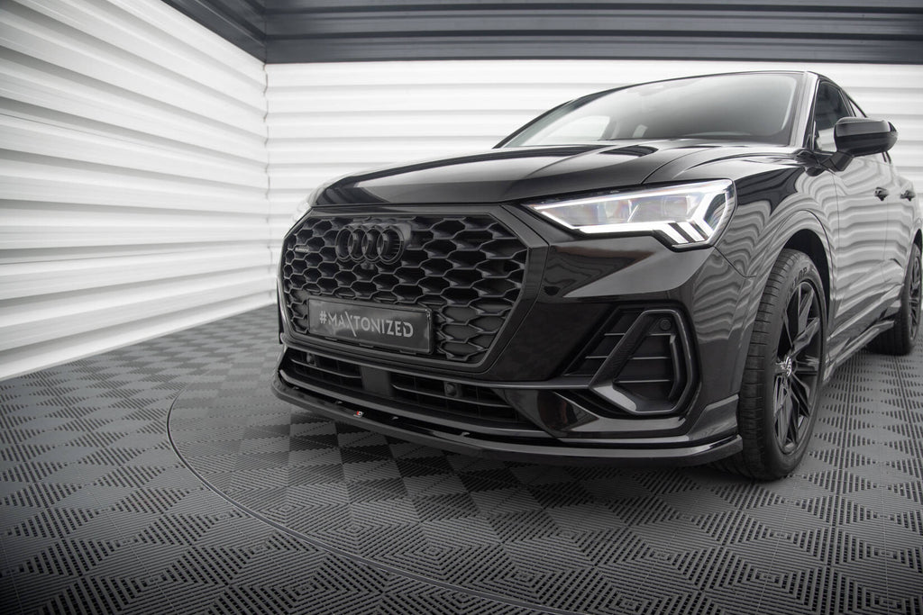 Maxton Design Street+ Spoilerlippe Front Ansatz V.1 passend für Audi Q3 Sportback F3 schwarz Hochglanz
