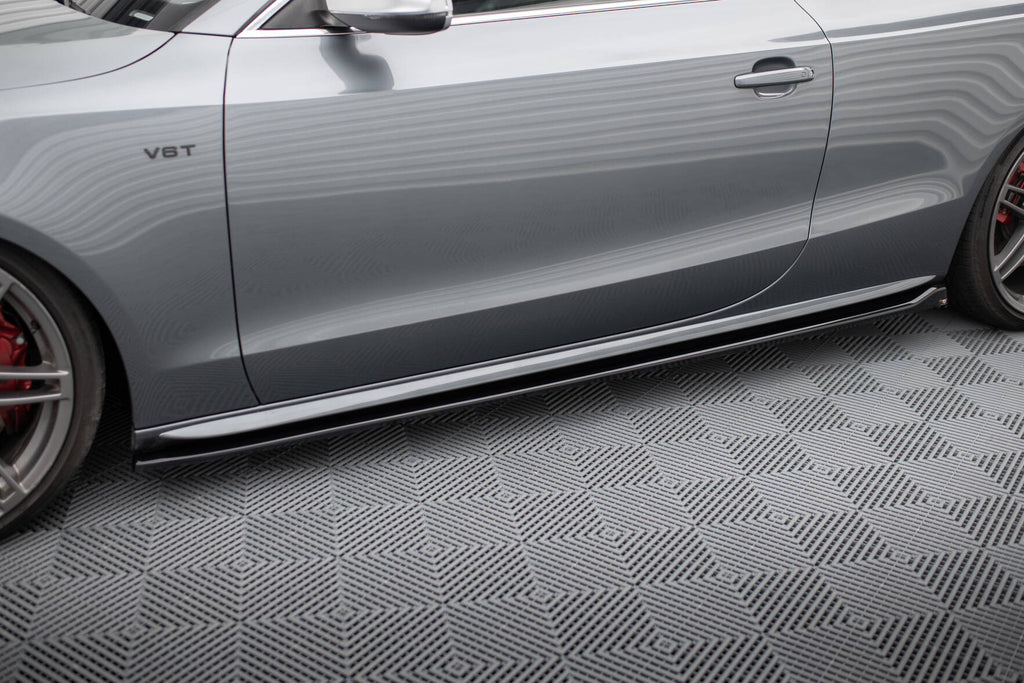 Maxton Design Street+ Seitenschweller Leisten V.2 passend für Audi S5 / A5 S-Line Coupe 8T schwarz Hochglanz