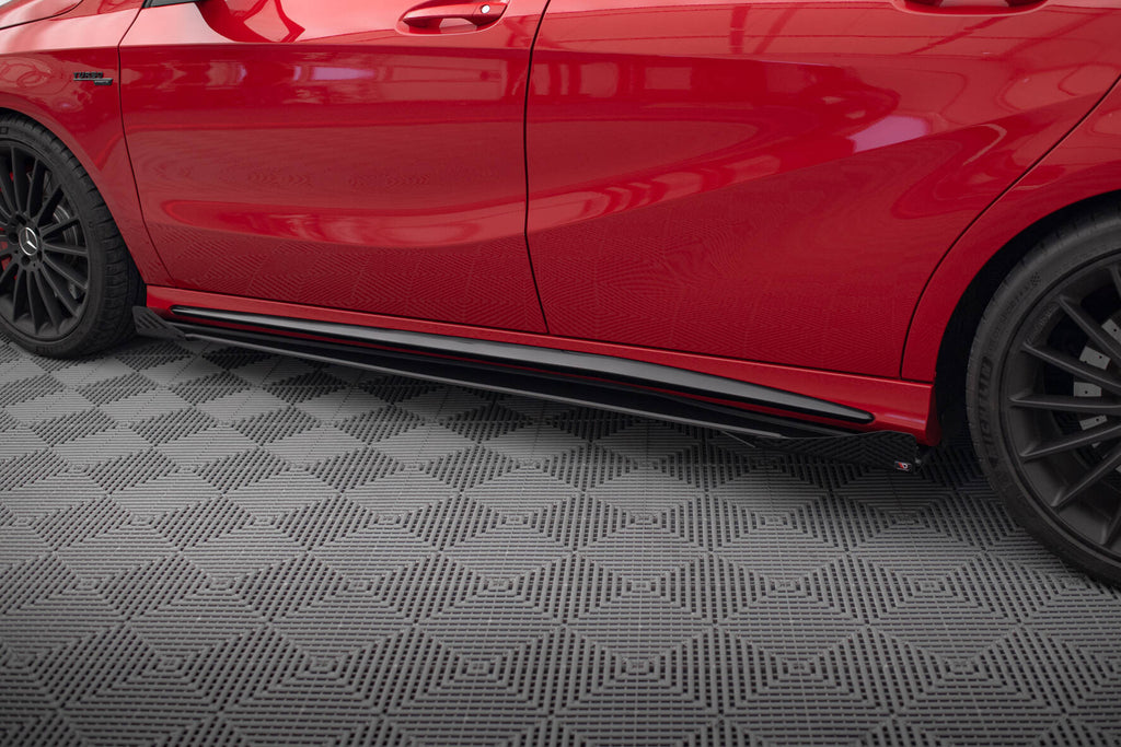 Maxton Design Seitenschweller Flaps passend für Mercedes-Benz A 45 AMG W176 Facelift schwarz Hochglanz
