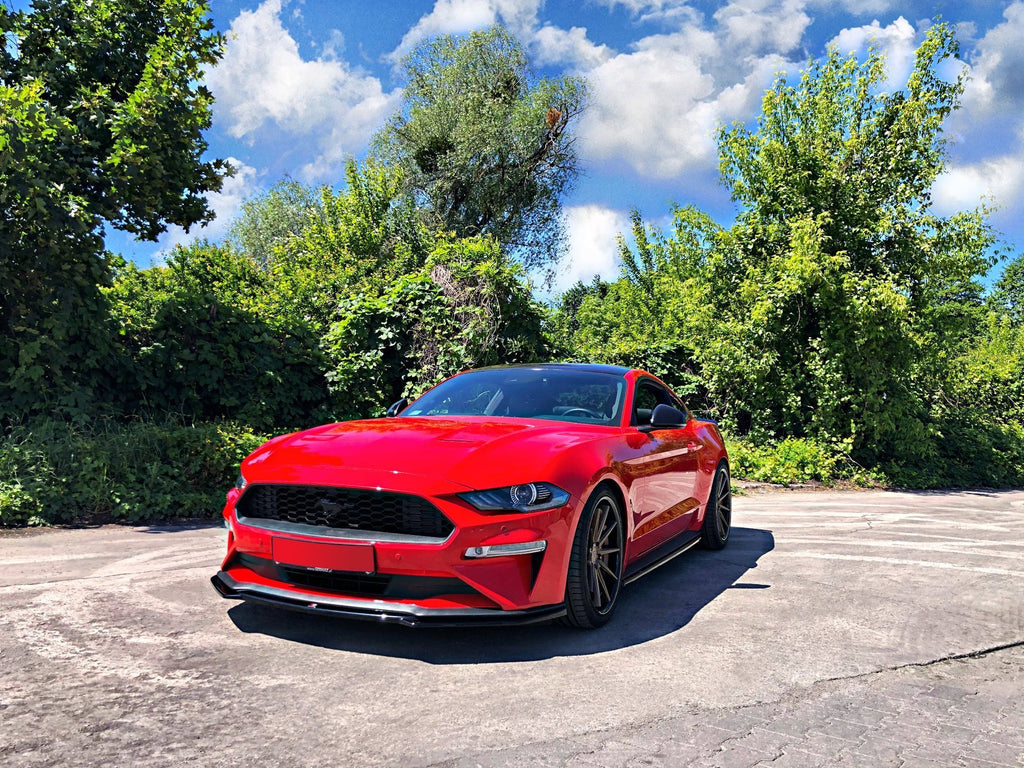 Maxton Design Street+ Spoilerlippe Front Ansatz V.1 passend für Ford Mustang Mk. 6 Facelift schwarz Hochglanz