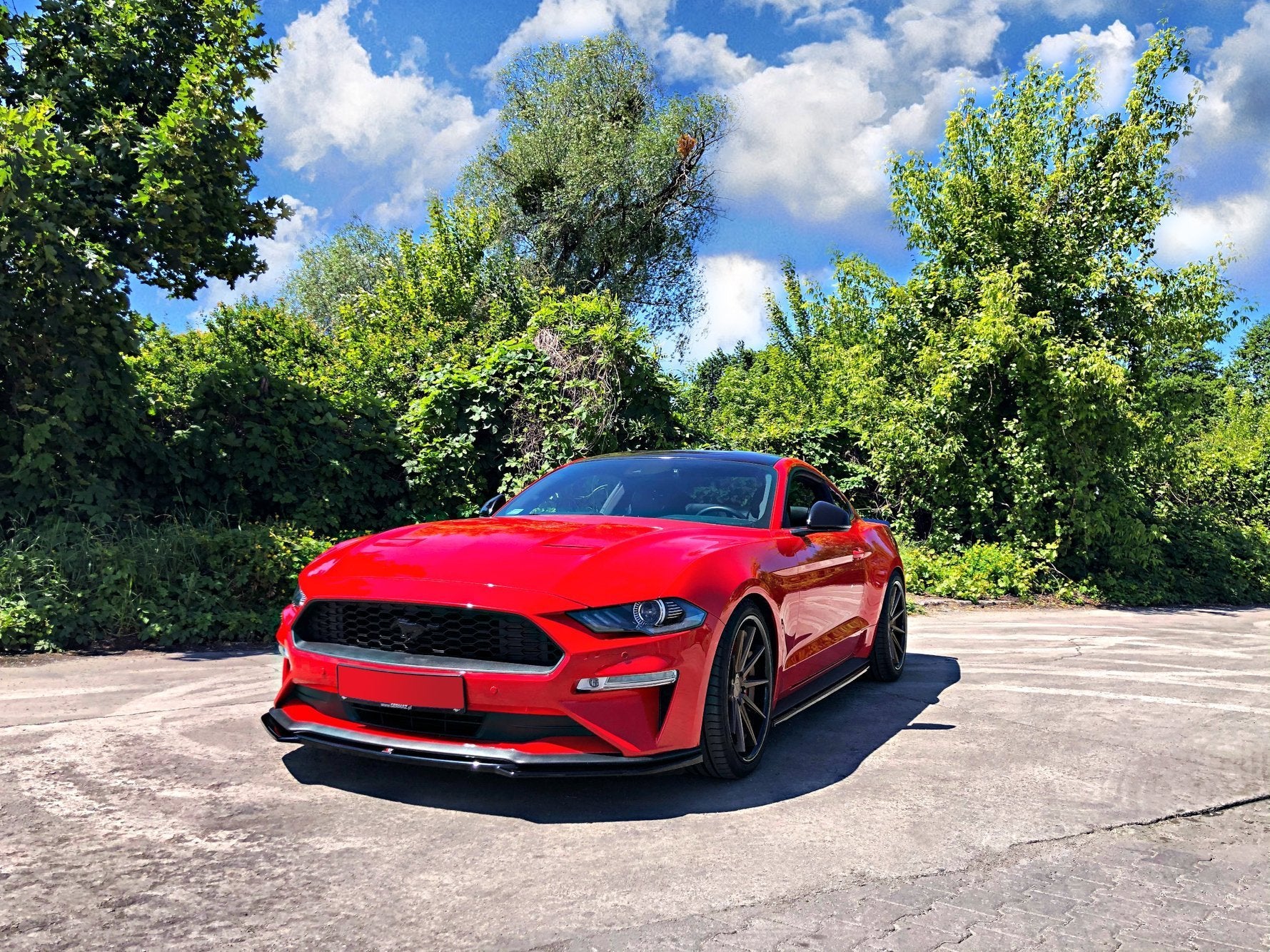 Maxton Design Street+ Spoilerlippe Front Ansatz V.1 passend für Ford Mustang Mk. 6 Facelift schwarz Hochglanz