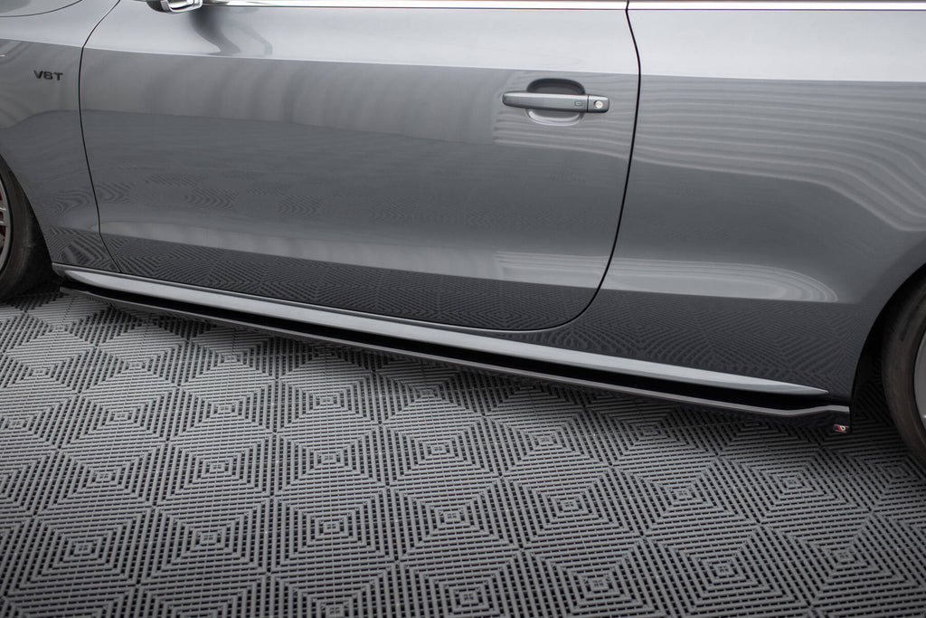Maxton Design Street+ Seitenschweller Leisten V.2 passend für Audi S5 / A5 S-Line Coupe 8T schwarz Hochglanz