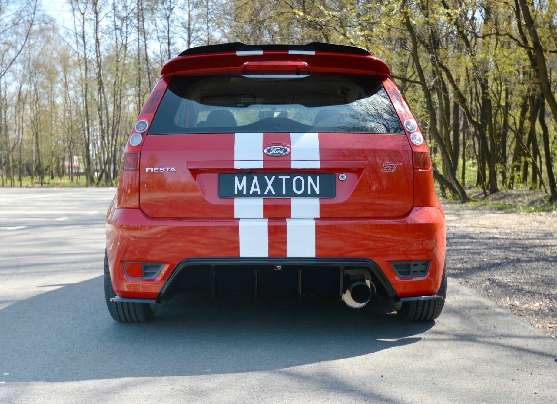Maxton Design Heck Ansatz Flaps Diffusor passend für Ford Fiesta ST Mk6 schwarz Hochglanz