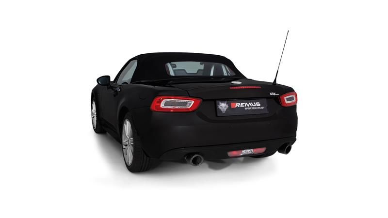 Remus Edelstahl Sportschalldämpfer mittig  für links/rechts-Anlage (OHNE Endrohre), inkl. EG-Genehmigung für Fiat 124 Spider 1,4l 103kW | EG-Gutachten