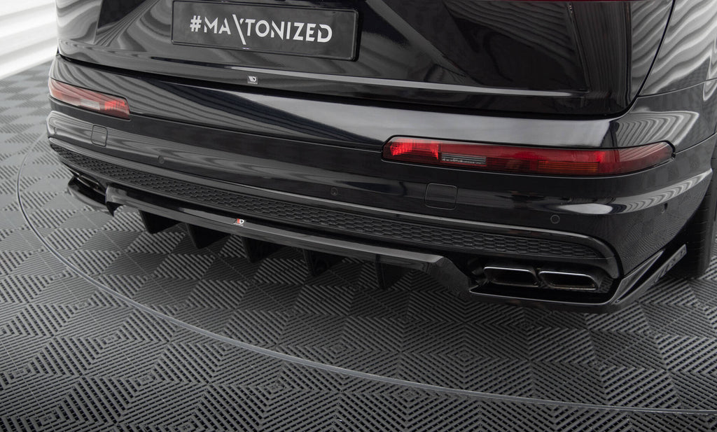 Maxton Design Street+ Mittlerer Diffusor RACE passend für Audi SQ7 / Q7 S-Line Mk2 schwarz Hochglanz