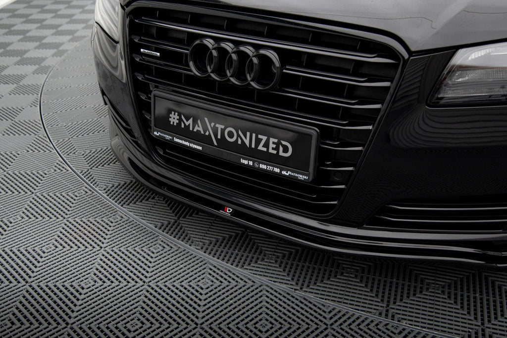 Maxton Design Street+ Spoilerlippe Front Ansatz passend für Audi A8 D4 schwarz Hochglanz