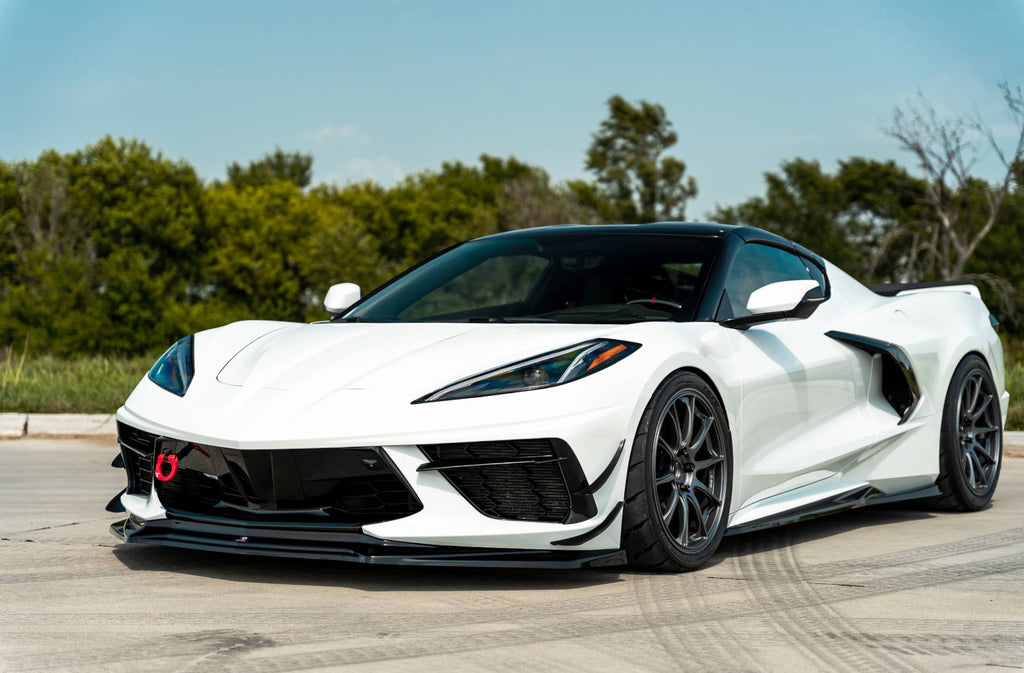 Maxton Design Street+ Spoilerlippe Front Ansatz passend für Chevrolet Corvette C8 schwarz Hochglanz