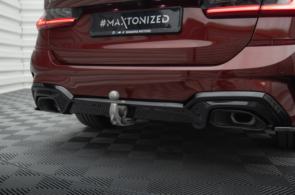 Maxton Design Diffusor Heck Ansatz für BMW M340i G20 / G21 (Passend für Fahrzeuge mit Anhängerkupplung) schwarz Hochglanz