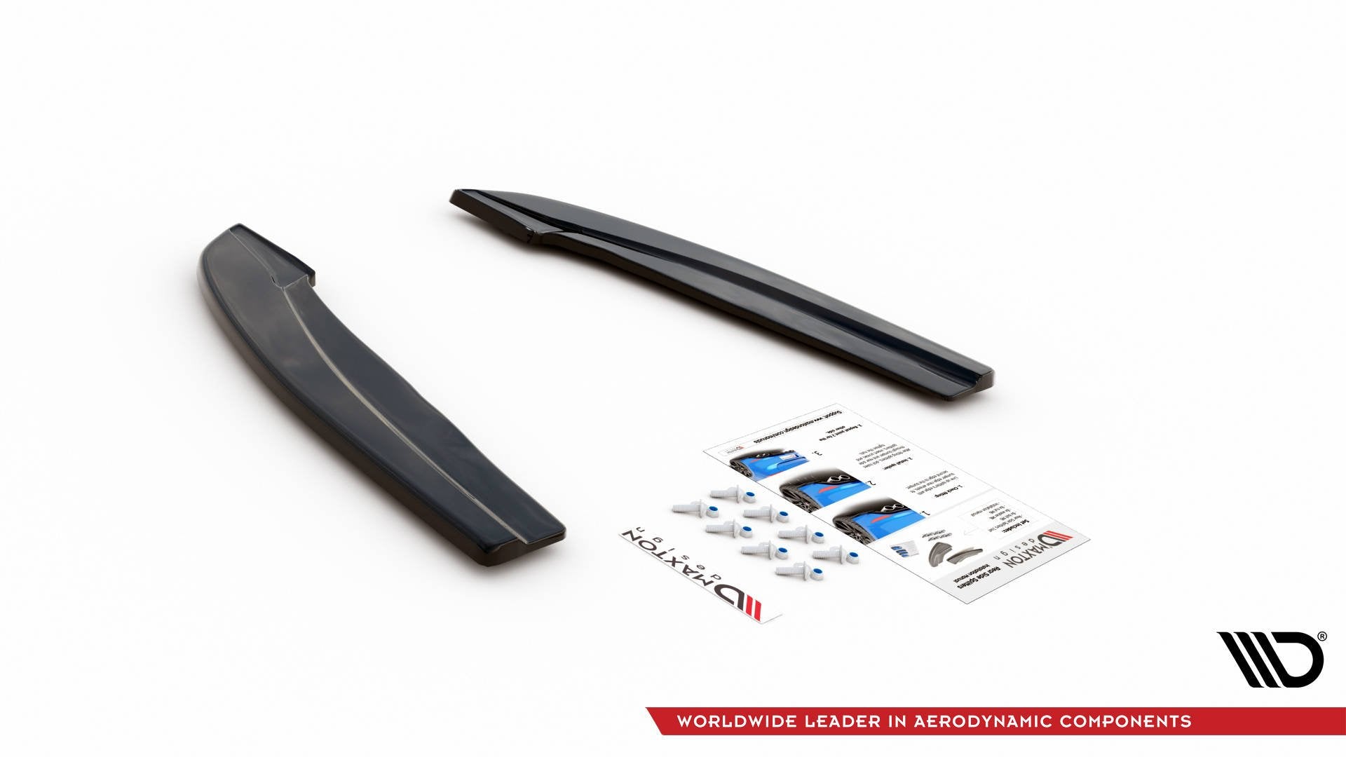 Maxton Design Heck Ansatz Flaps Diffusor V.3 passend für (Für heckansatz v.1) Ford Focus ST-Line Kombi Mk4 schwarz Hochglanz
