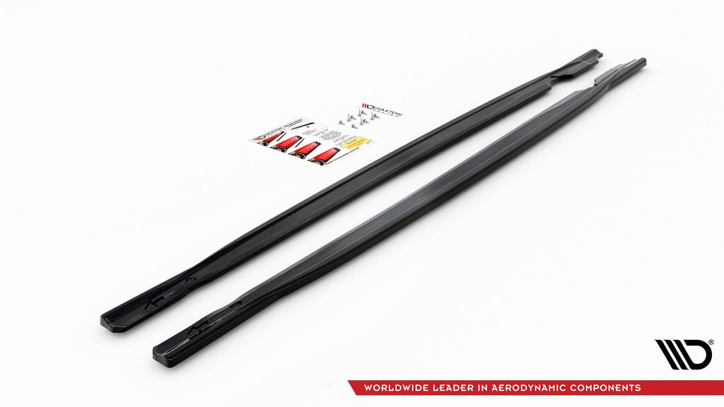Maxton Design Street+ Seitenschweller Leisten passend für V.1 passend für VW Golf R Hatchback Mk8 Facelift schwarz Hochglanz