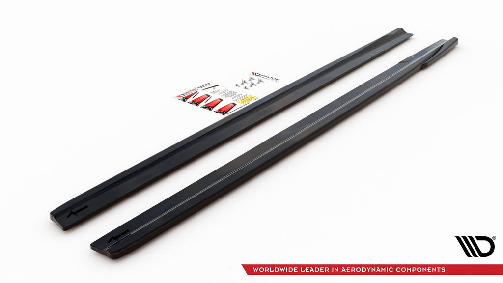 Maxton Design Street+ Seitenschweller Leisten V.2 passend für Mercedes A35 AMG / AMG-Line W177 schwarz Hochglanz