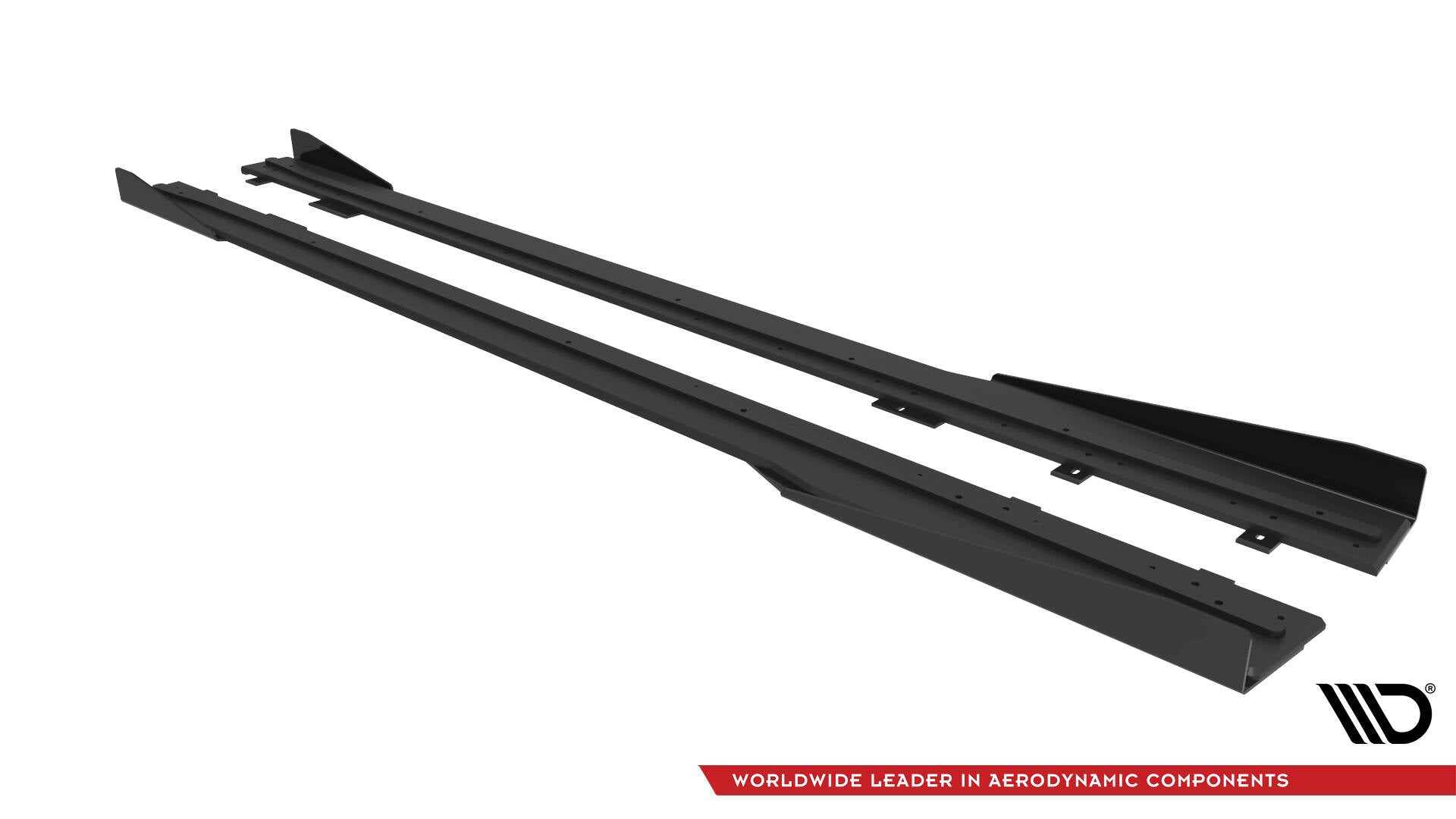 Maxton Design Street Pro Street+ Seitenschweller Leisten + Flaps passend für Ford Mustang Dark Horse Mk7 schwarz Hochglanz