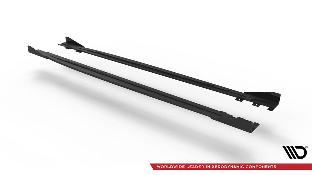 Maxton Design Street Pro Street+ Seitenschweller Leisten + Flaps passend für VW Scirocco R Mk3 / Mk3 Facelift schwarz Hochglanz