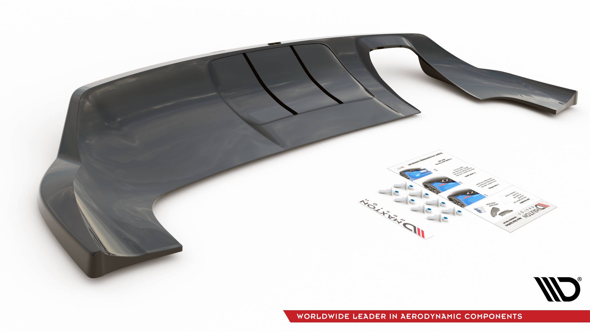 Maxton Design Street+ Mittlerer Diffusor RACE passend für Audi Q3 Sport 8U Facelift schwarz Hochglanz