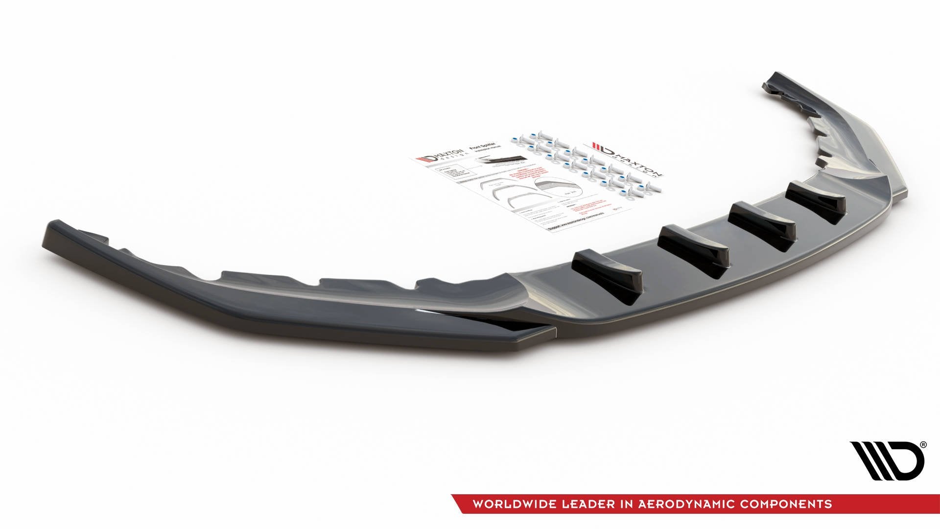 Maxton Design Street+ Spoilerlippe Front Ansatz V.2 passend für BMW 5er M-Paket / M550i / M550d Limousine / Touring G30 / G31 Facelift schwarz Hochglanz