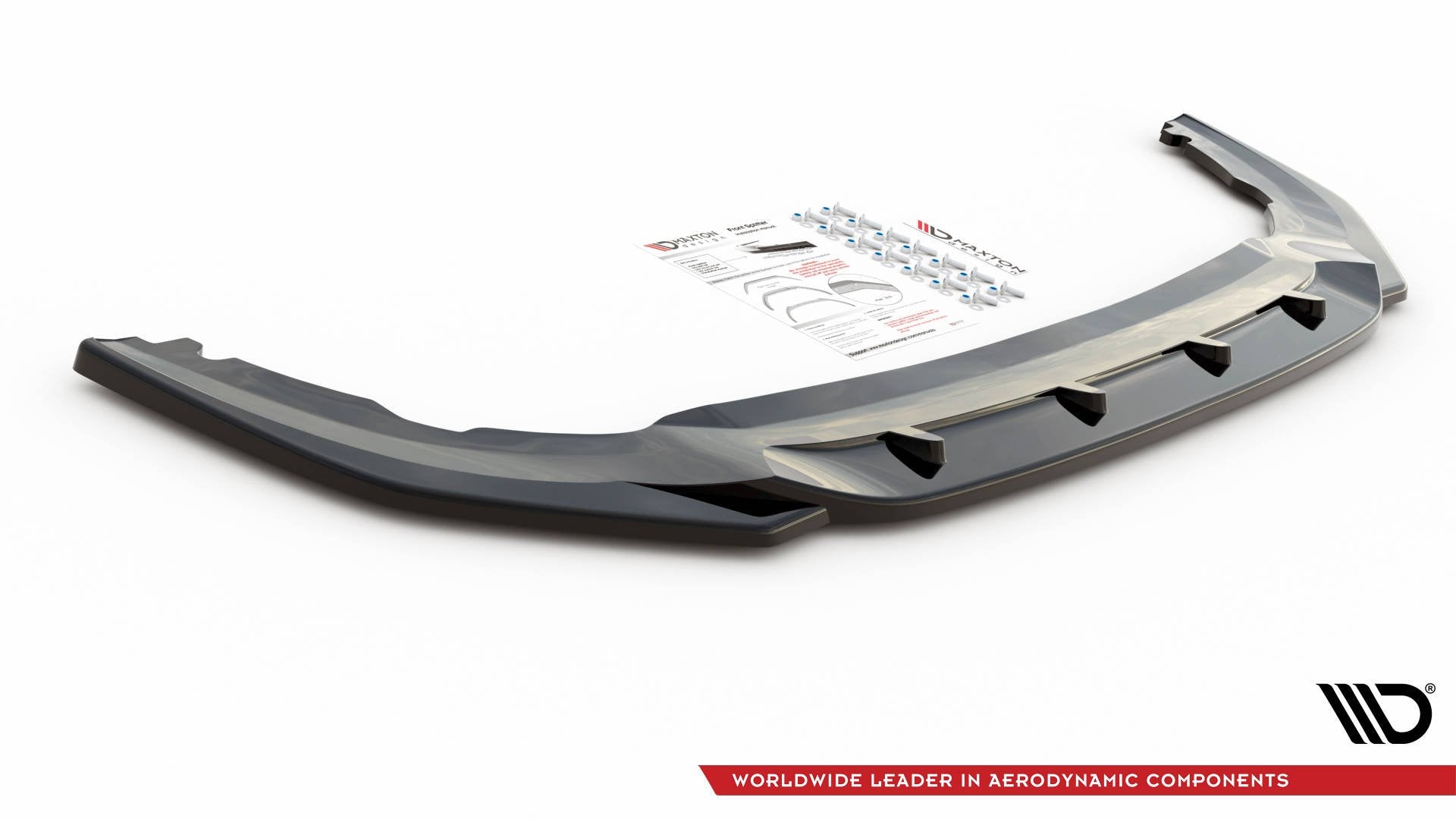 Maxton Design Street+ Spoilerlippe Front Ansatz V.2 passend für VW Golf GTI Clubsport Mk8 schwarz Hochglanz