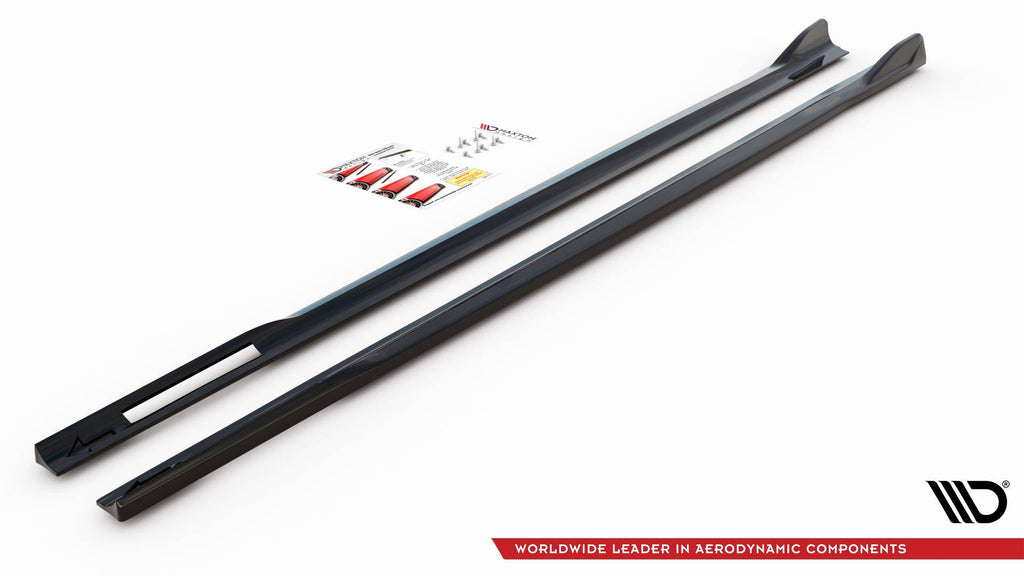 Maxton Design Street+ Seitenschweller Leisten V.2 passend für BMW 4er M-Paket / M440i G22 / G23 / G22 Facelift / G23 Facelift schwarz Hochglanz