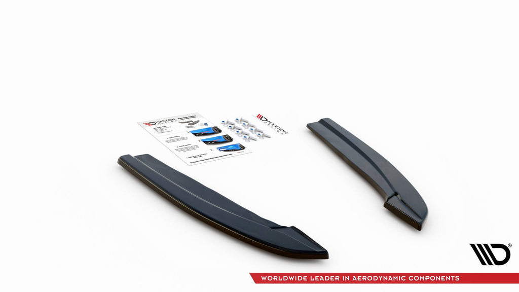 Maxton Design Heck Ansatz Flaps Diffusor V.3 passend für (Für heckansatz v.1) Ford Focus ST-Line Kombi Mk4 schwarz Hochglanz