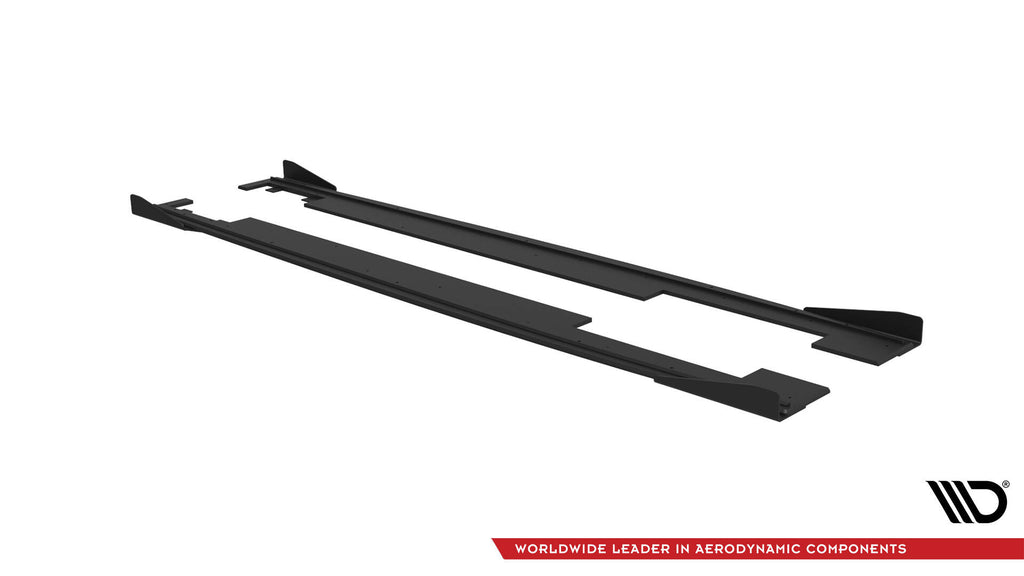 Maxton Design Street Pro Street+ Seitenschweller Leisten + Flaps passend für Audi A7 RS7 Look C7 schwarz Hochglanz