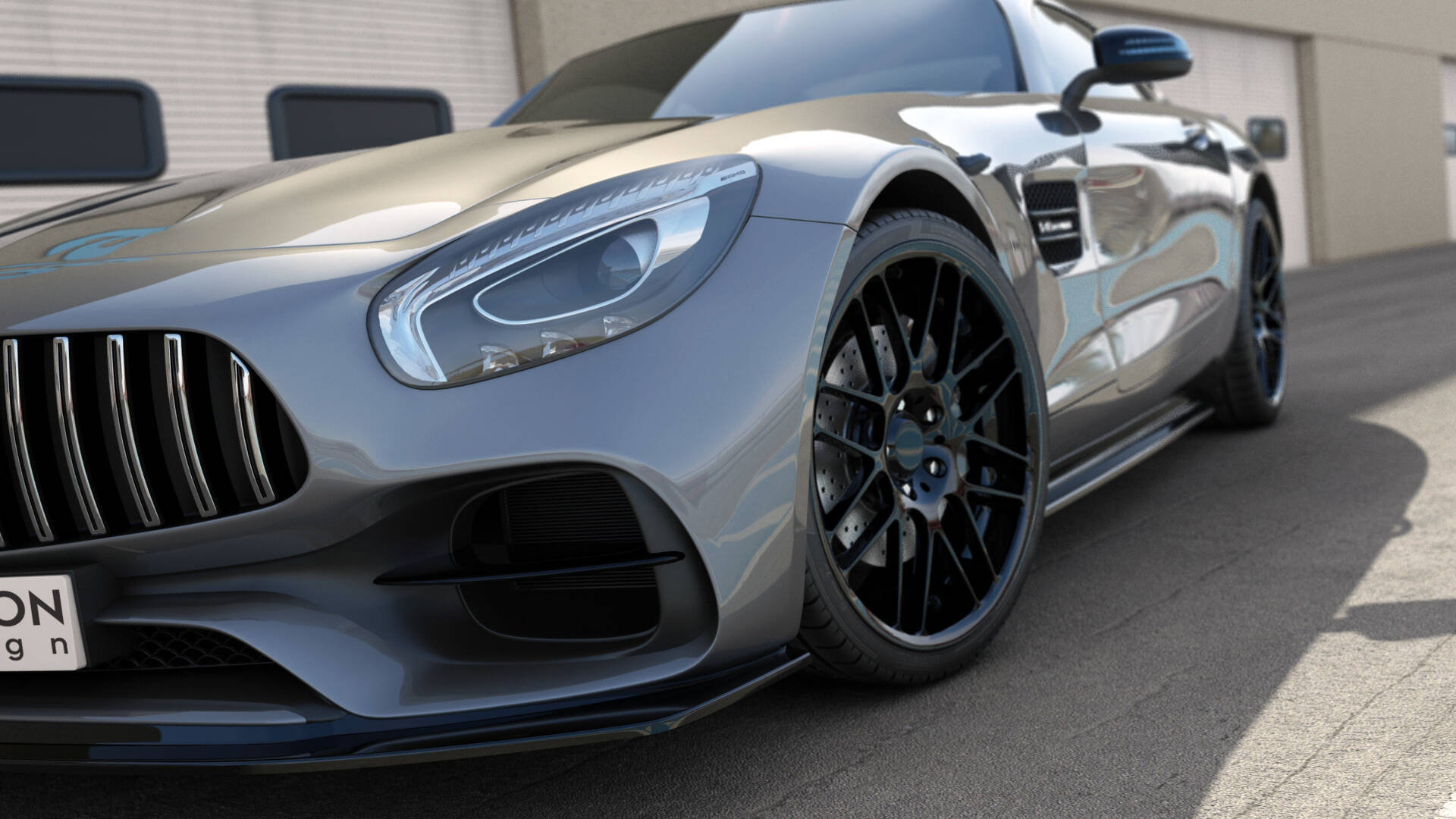 Maxton Design Street+ Spoilerlippe Front Ansatz passend für Mercedes-AMG GT S C190 Facelift schwarz Hochglanz