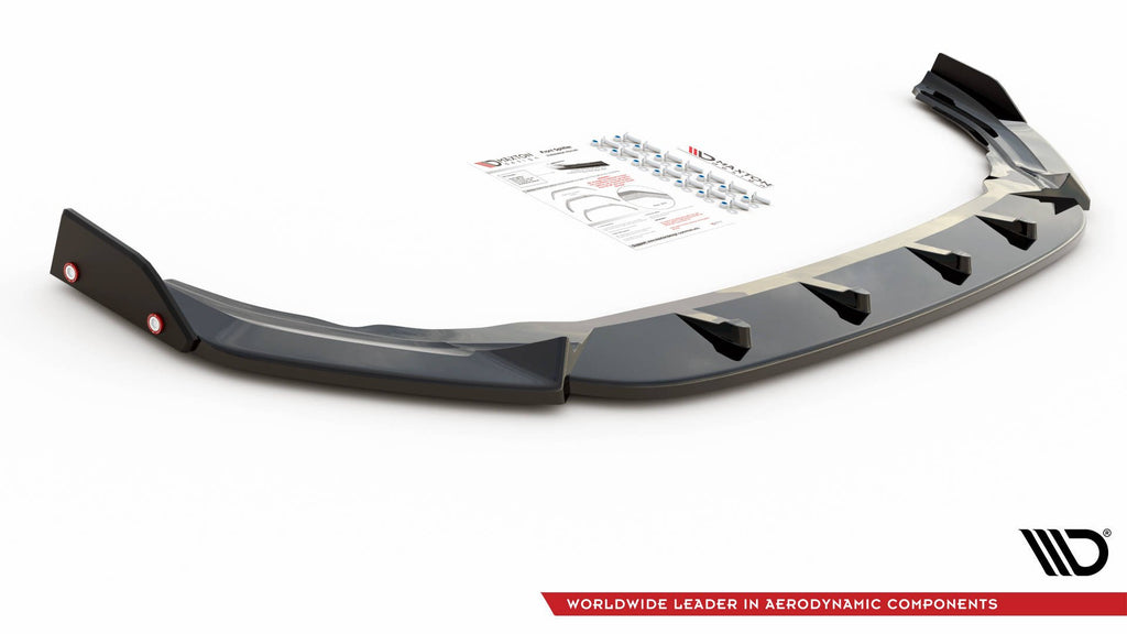 Maxton Design Street+ Spoilerlippe Front Ansatz V.2 + Flaps passend für VW Golf R Hatchback / Variant Mk8