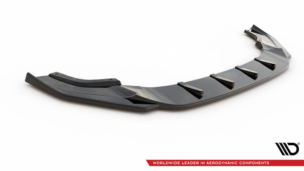 Maxton Design Street+ Spoilerlippe Front Ansatz passend für V.9 VW Golf R / R-Line Mk7 Facelift schwarz Hochglanz