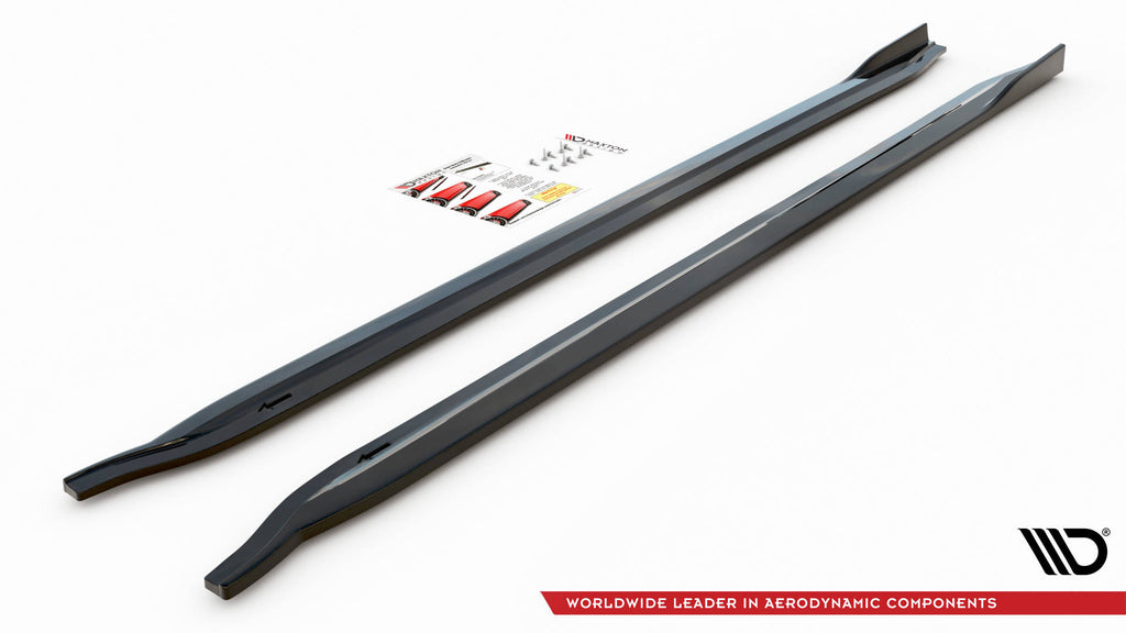 Maxton Design Street+ Seitenschweller Leisten V.2 passend für BMW M3 Limousine / Touring G80 / G81 schwarz Hochglanz