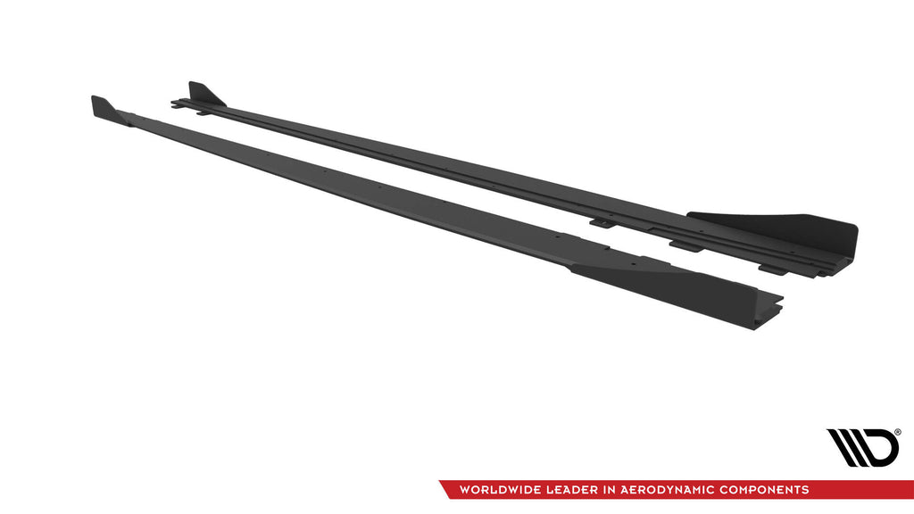Maxton Design Street Pro Street+ Seitenschweller Leisten + Flaps passend für Audi S3 / A3 S-Line Limousine 8V schwarz Hochglanz