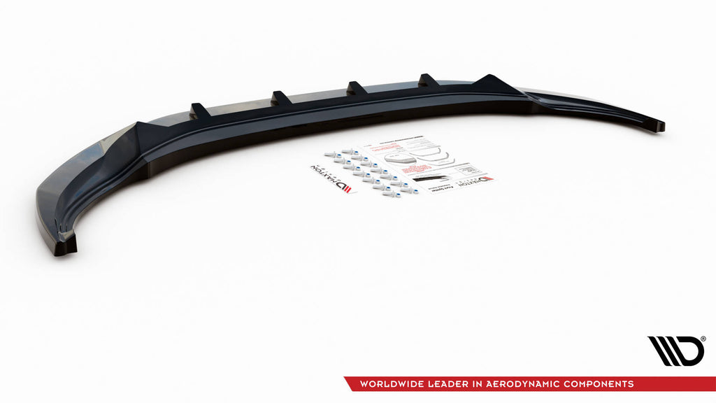 Maxton Design Street+ Spoilerlippe Front Ansatz V.2 passend für VW Tiguan R / R-Line Mk2 Facelift schwarz Hochglanz