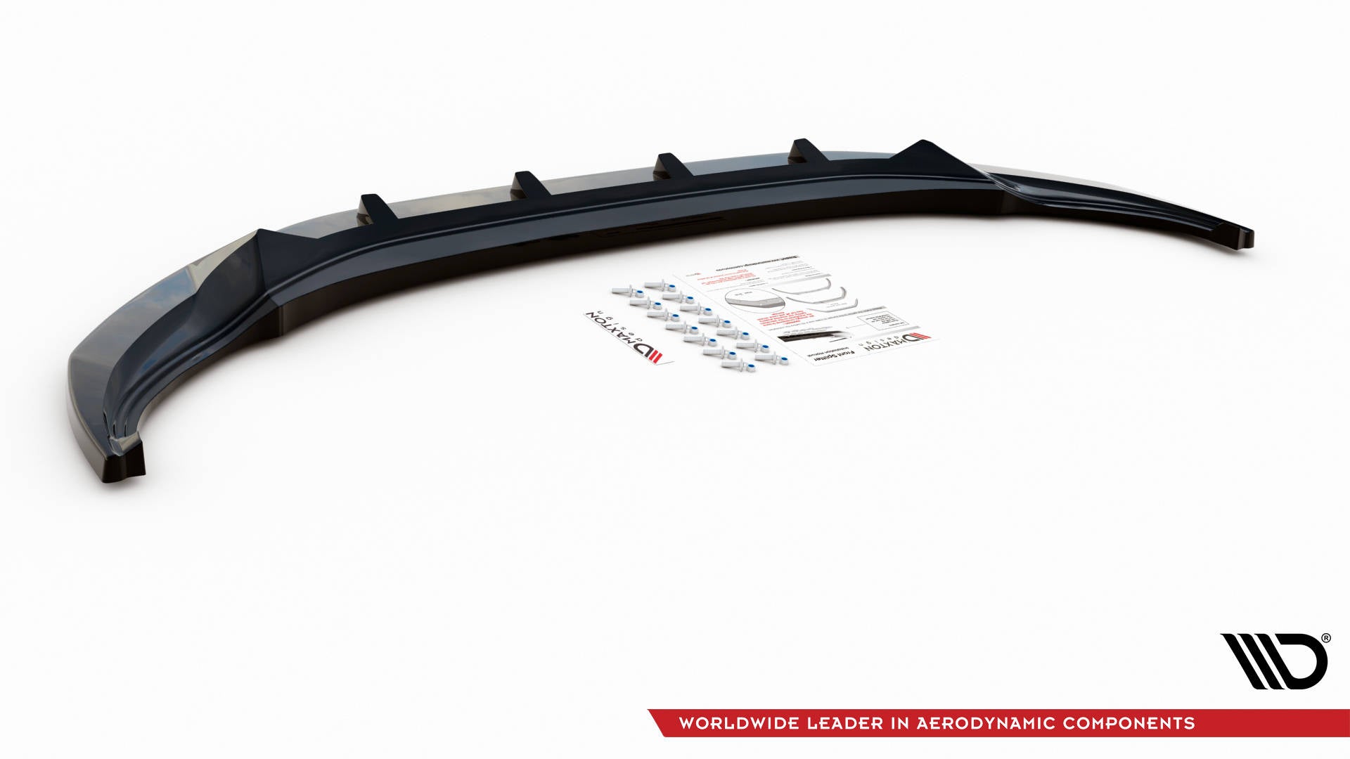 Maxton Design Street+ Spoilerlippe Front Ansatz V.2 passend für VW Tiguan R / R-Line Mk2 Facelift schwarz Hochglanz