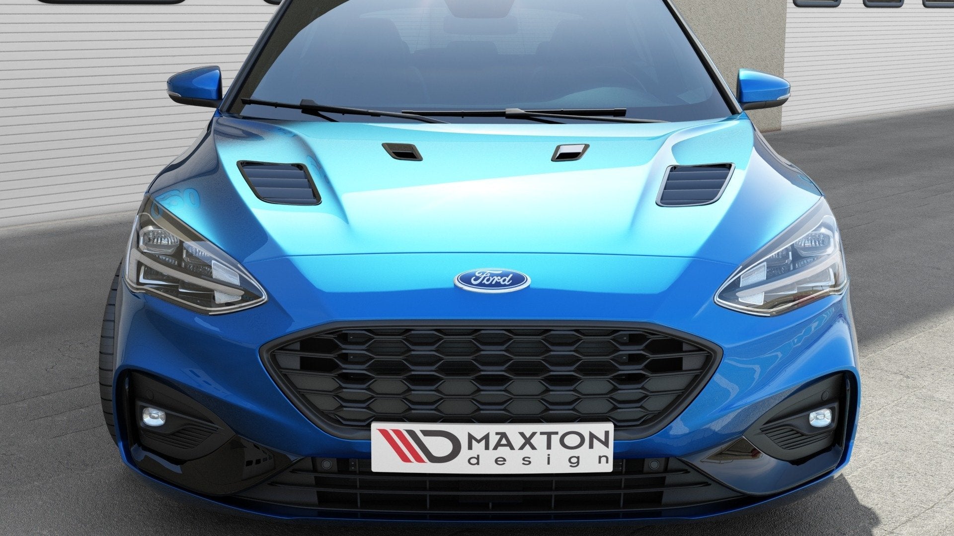 Maxton Design Motorhauben Luftschlitze Ford Focus ST-Line / ST Mk4 schwarz Hochglanz für Ford Focus St-Line