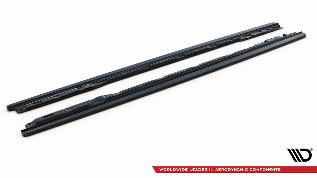 Maxton Design Street+ Seitenschweller Leisten passend für Audi S4 / A4 S-Line / A4 Competiton B9 schwarz Hochglanz