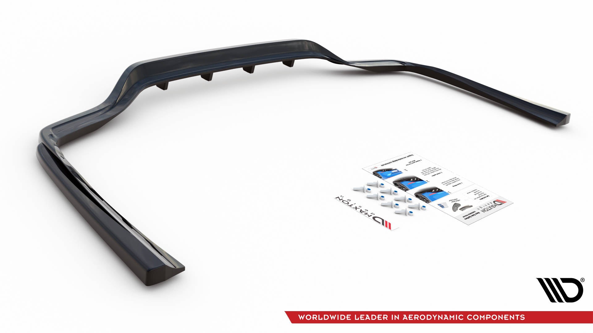 Maxton Design Street+ Mittlerer Diffusor RACE passend für Mercedes-Benz C W205 schwarz Hochglanz