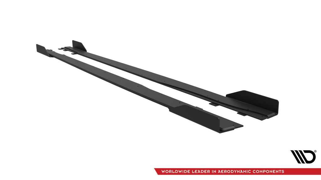 Maxton Design Street Pro Street+ Seitenschweller Leisten + Flaps passend für Mercedes-AMG A35 W177 Facelift schwarz Hochglanz