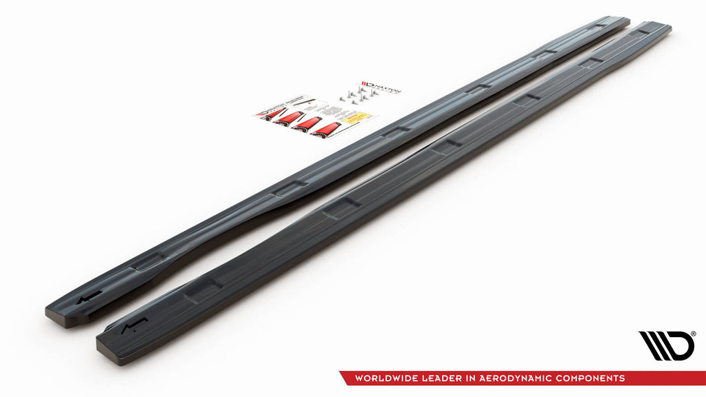 Maxton Design Street+ Seitenschweller Leisten passend für VW Caddy Long Mk3 Facelift schwarz Hochglanz