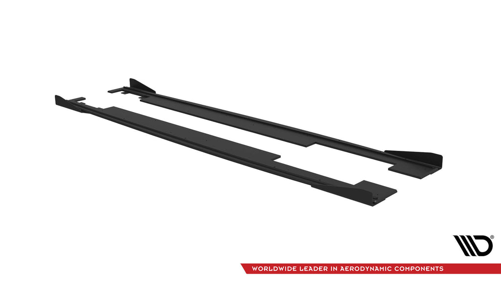 Maxton Design Street Pro Street+ Seitenschweller Leisten + Flaps passend für Audi A7 RS7 Look C7 schwarz Hochglanz