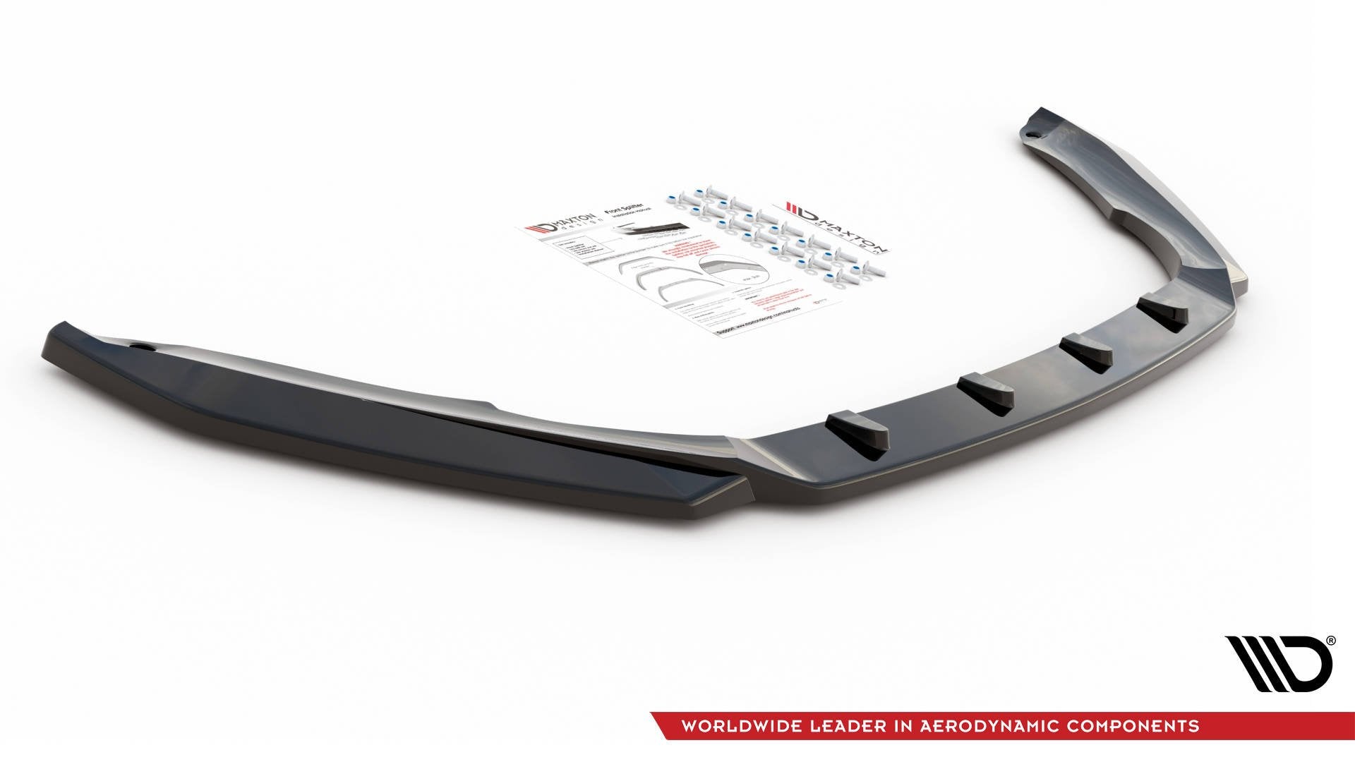 Maxton Design Street+ Spoilerlippe Front Ansatz V.3 passend für Skoda Octavia RS Mk3 Facelift schwarz Hochglanz