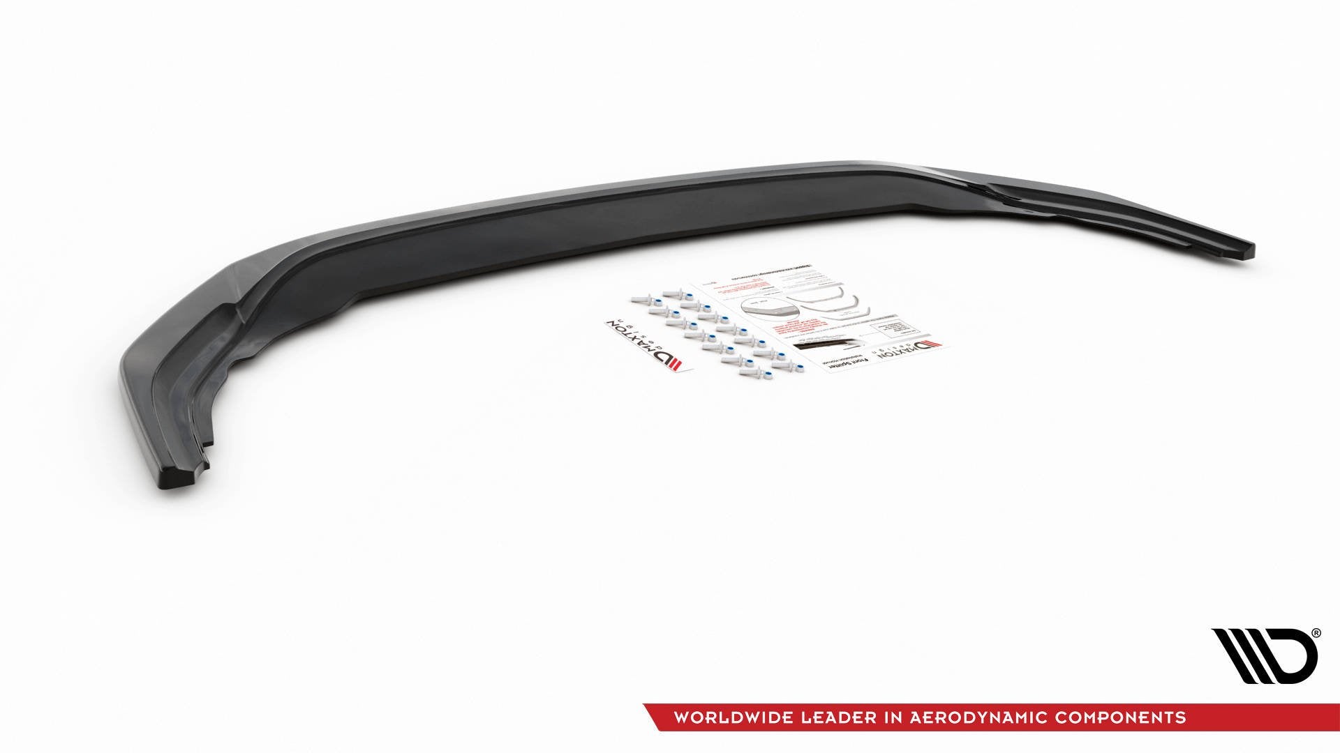 Maxton Design Street+ Spoilerlippe Front Ansatz V.3 passend für VW Golf R Hatchback / Variant Mk8 schwarz Hochglanz