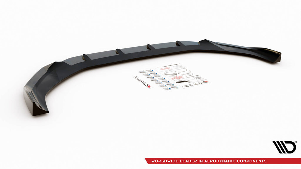 Maxton Design Street+ Spoilerlippe Front Ansatz V.1 passend für Audi A4 B9 Facelift schwarz Hochglanz