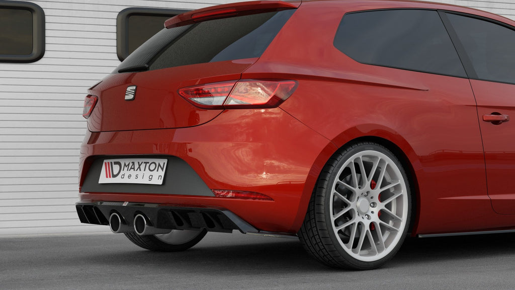 Maxton Design Diffusor Heck Ansatz V.2 passend für Seat Leon Cupra Hatchback Mk3 Facelift schwarz Hochglanz