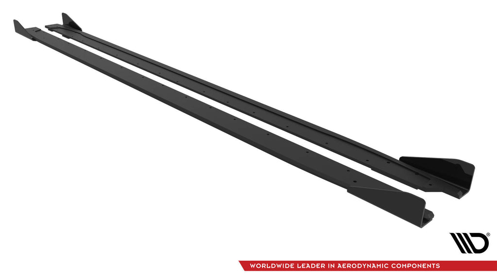 Maxton Design Street Pro Street+ Seitenschweller Leisten V.2 passend für + Flaps passend für Audi A3 S-Line Limousine / S3 Limousine 8Y / 8Y Facelift schwarz Hochglanz