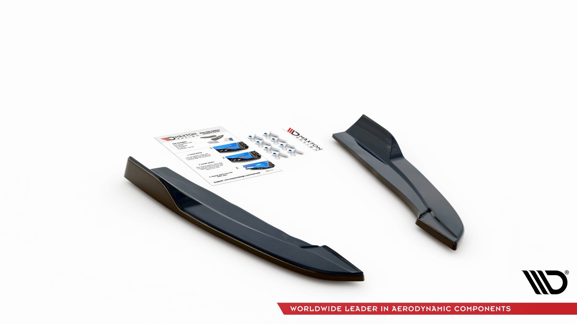 Maxton Design Heck Ansatz Flaps Diffusor V.4 passend für (Für heckansatz v.1) Ford Focus ST-Line Kombi Mk4 schwarz Hochglanz