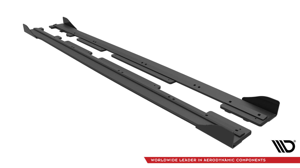 Maxton Design Street Pro Street+ Seitenschweller Leisten + Flaps passend für Ford Fiesta ST / ST-Line Mk8 schwarz Hochglanz